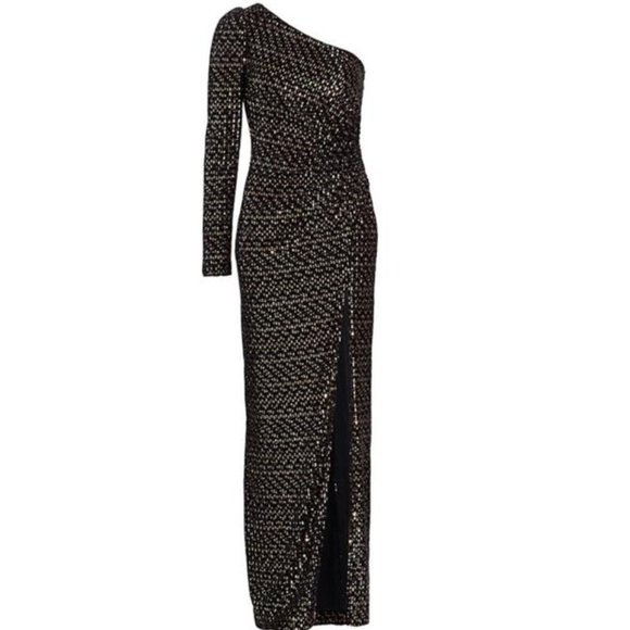 NWT ML Monique Lhuillier Womens One Shoulder Evening Dress, Size 6 - Picture 3 of 4